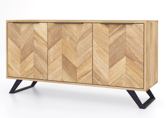 Agra Mango Parquet Herringbone 3 Door Sideboard