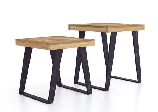 Agra Mango Parquet Herringbone Nest of 2 Side Tables