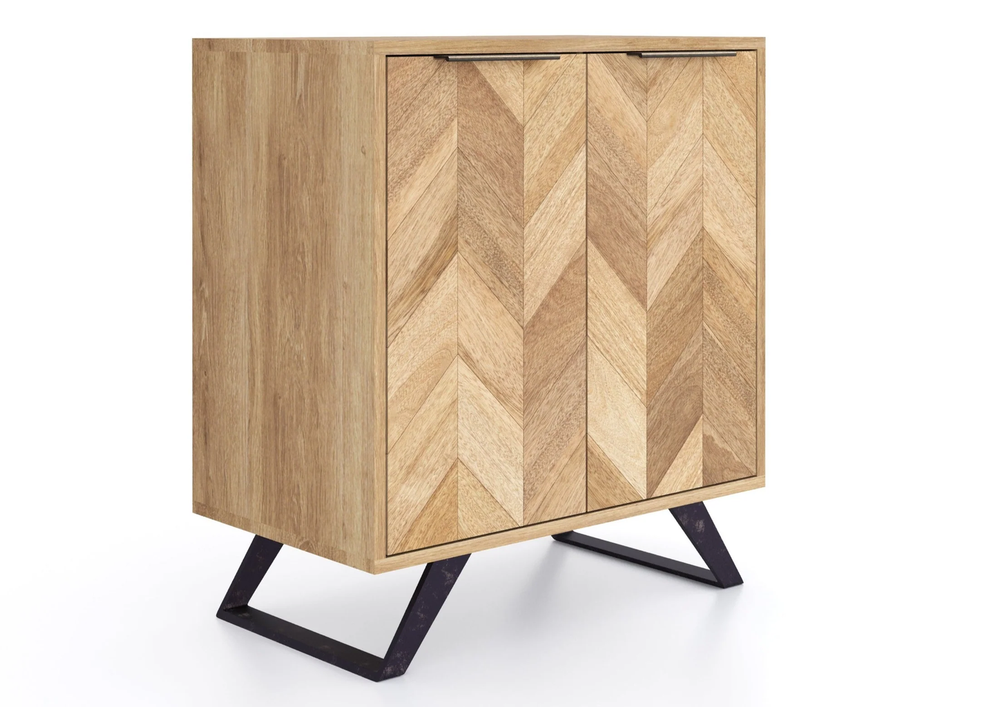 Agra Mango Parquet Herringbone 2 Door Hall Cabinet