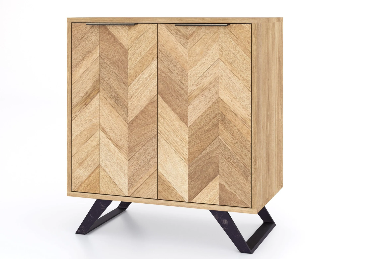Agra Mango Parquet Herringbone 2 Door Hall Cabinet