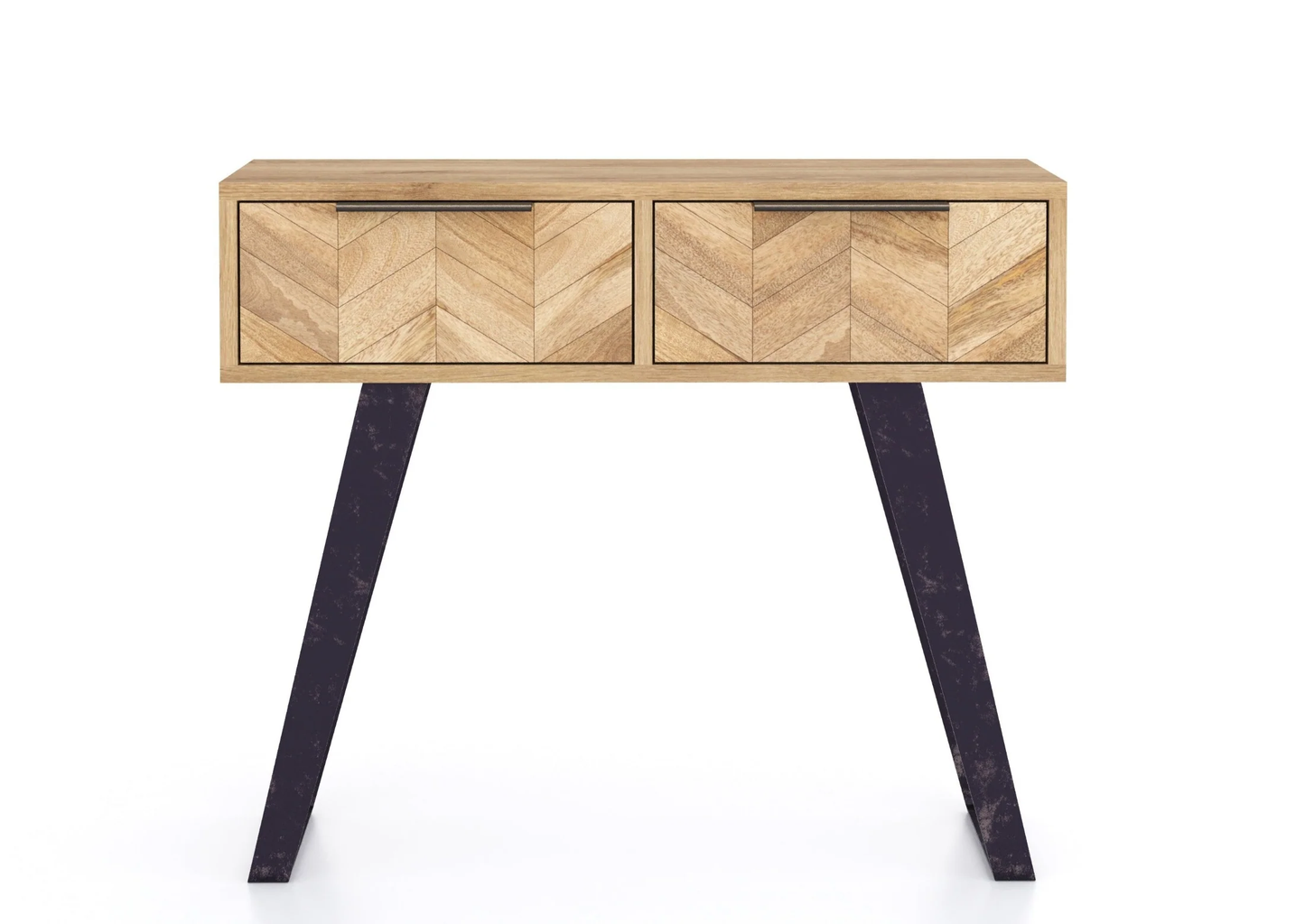 Agra Mango Parquet Herringbone 2 Drawer Console Table