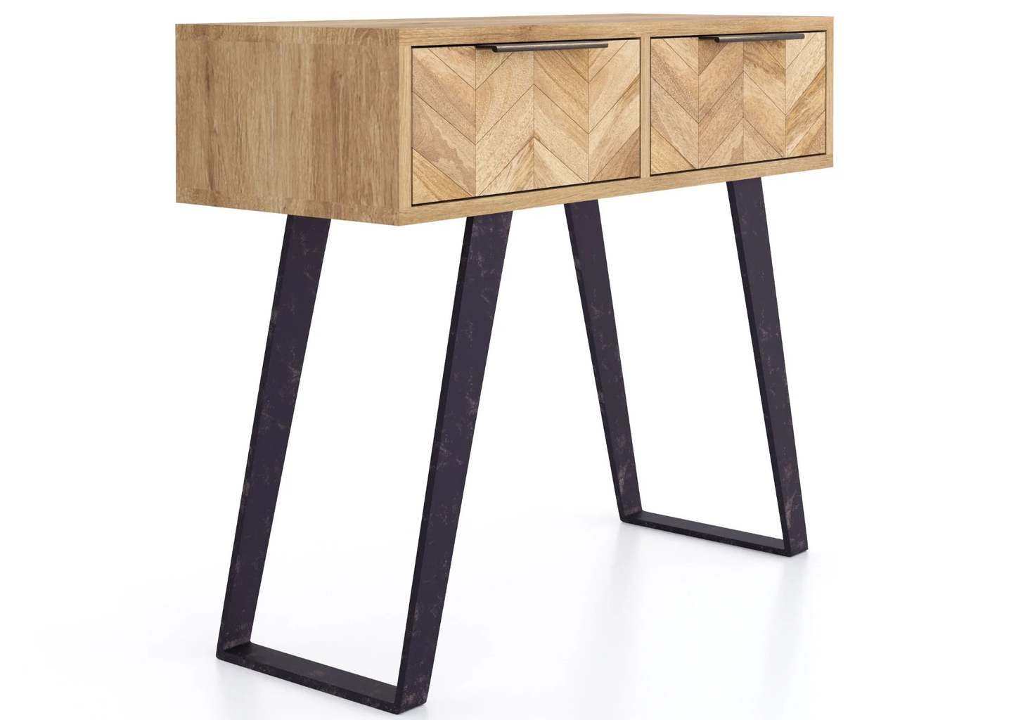 Agra Mango Parquet Herringbone 2 Drawer Console Table