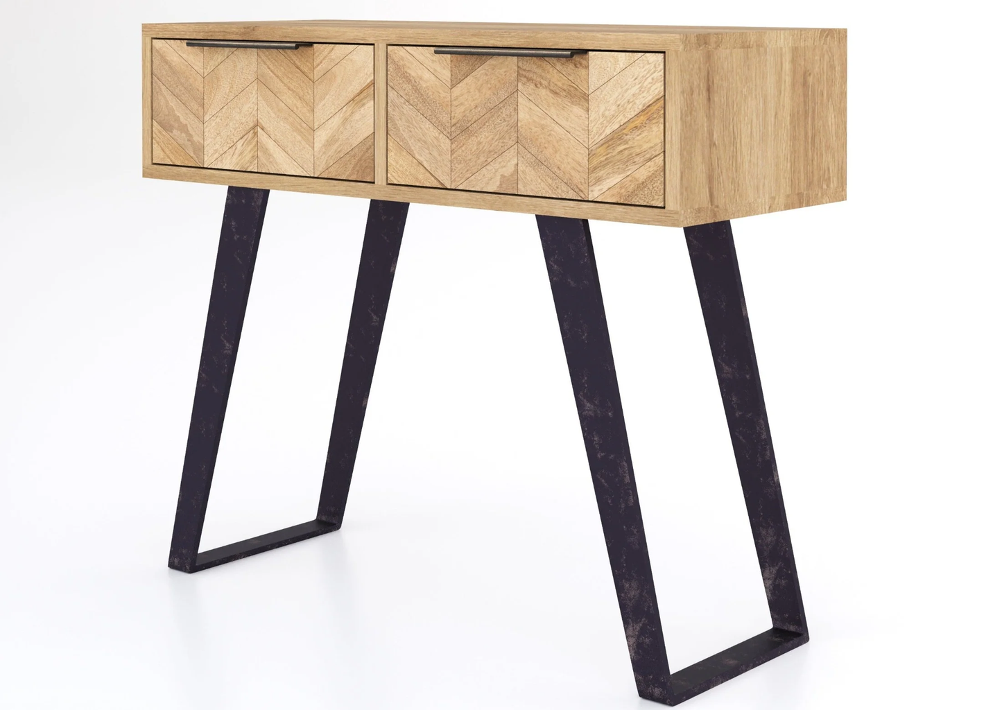 Agra Mango Parquet Herringbone 2 Drawer Console Table