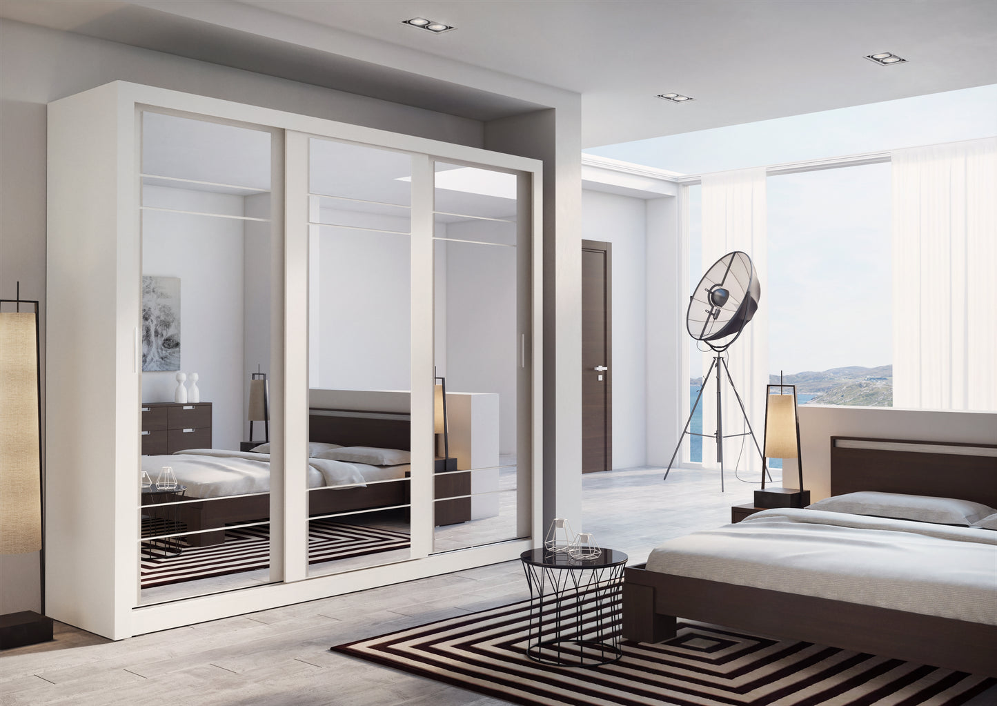 Boston White Sliding Door Wardrobe 250cm
