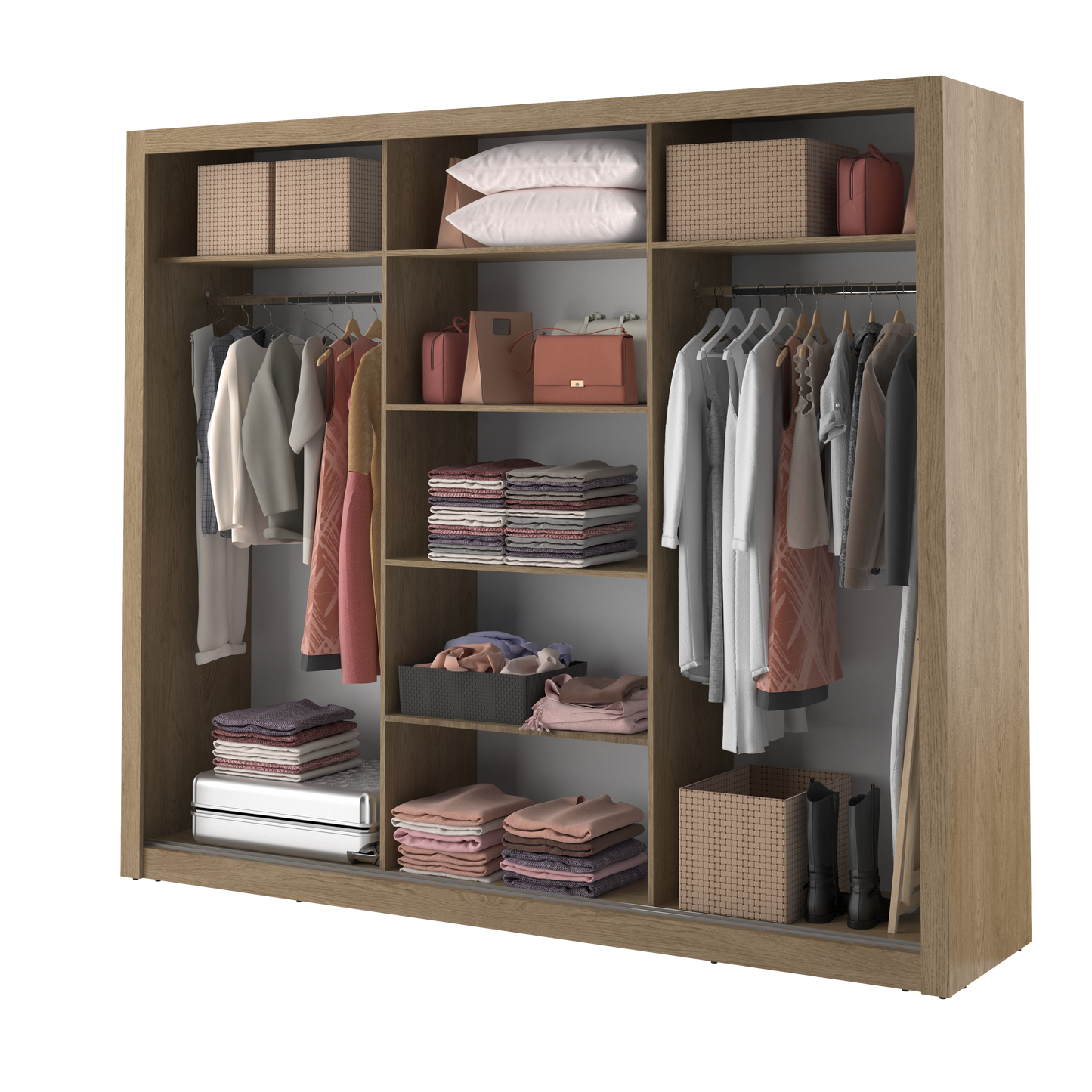 Boston Oak Sliding Door Wardrobe 250cm