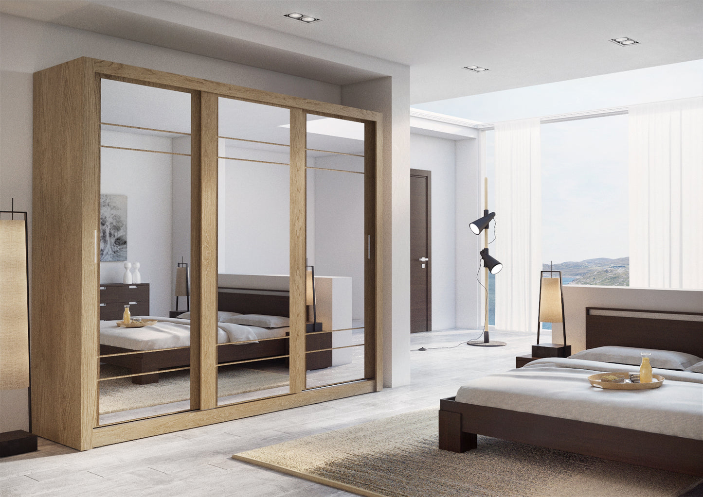 Boston Oak Sliding Door Wardrobe 250cm