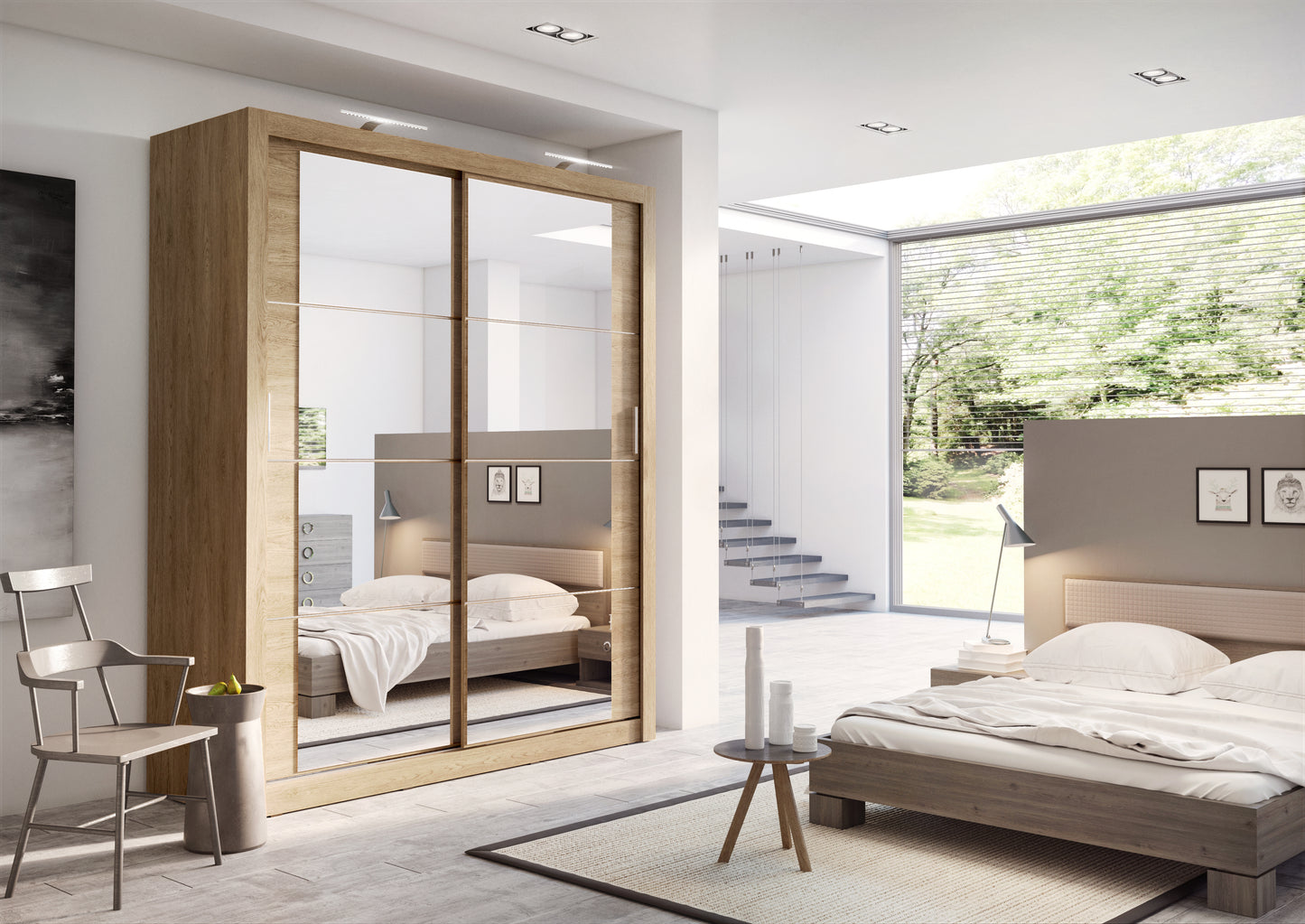 Boston Oak Sliding Door Wardrobe 203cm