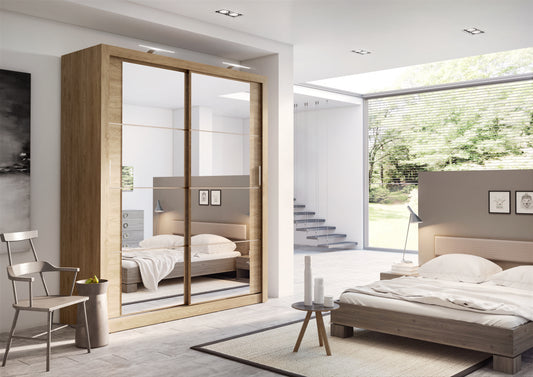Boston Oak Sliding Door Wardrobe 203cm