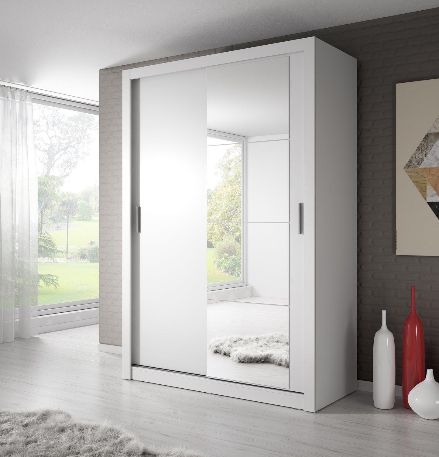 Denmark Sliding Door Wardrobe 120cm 3 Colours