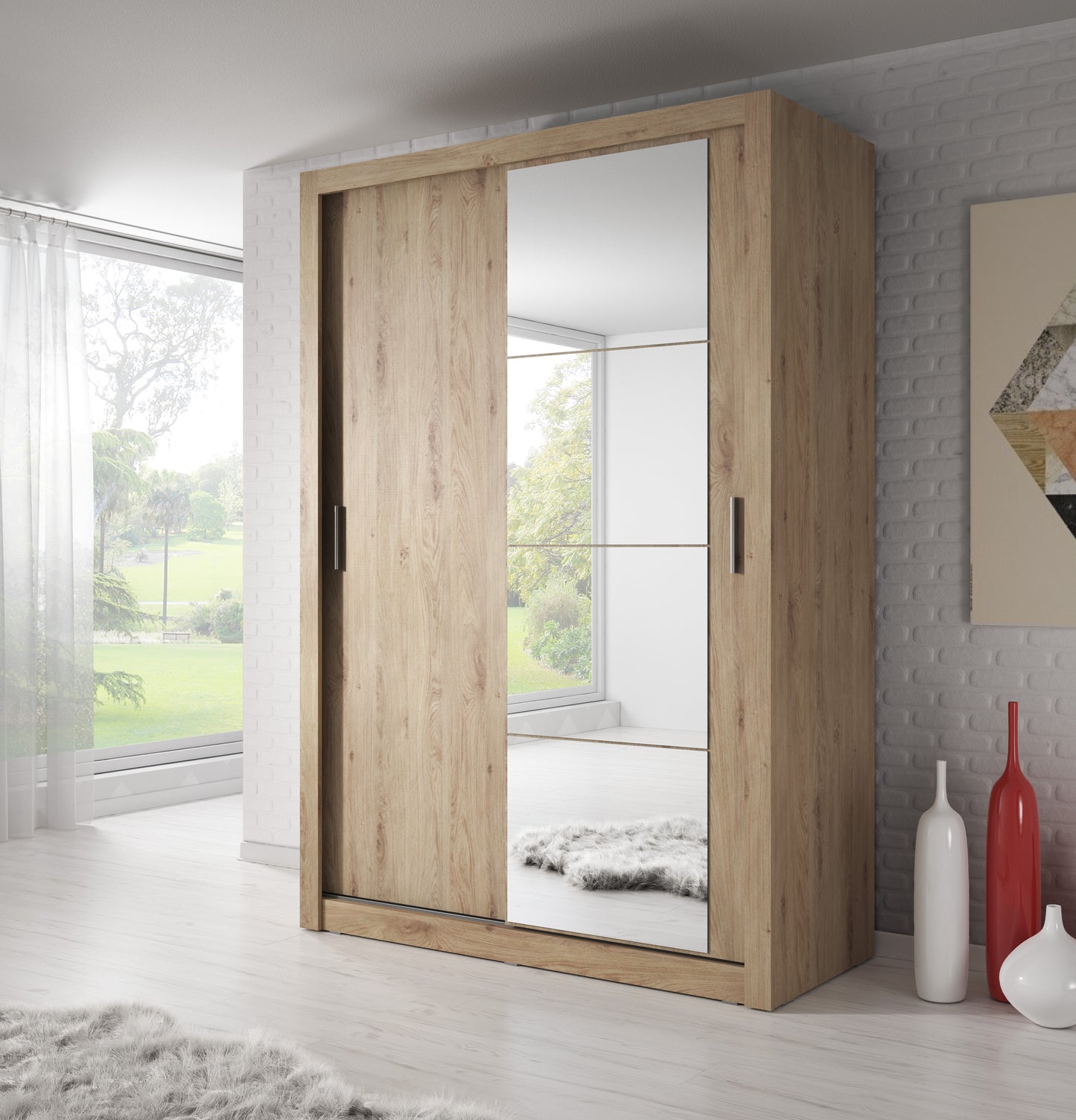 Denmark Sliding Door Wardrobe 120cm 3 Colours