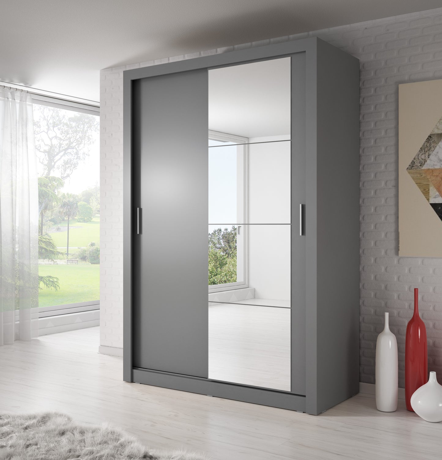 Denmark Sliding Door Wardrobe 120cm 3 Colours