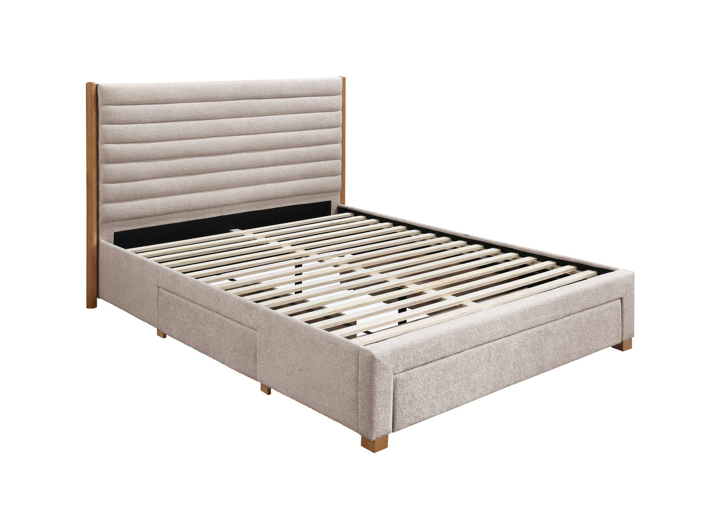 Arabella Stone Grey Fabric Bed with Storage Drawers