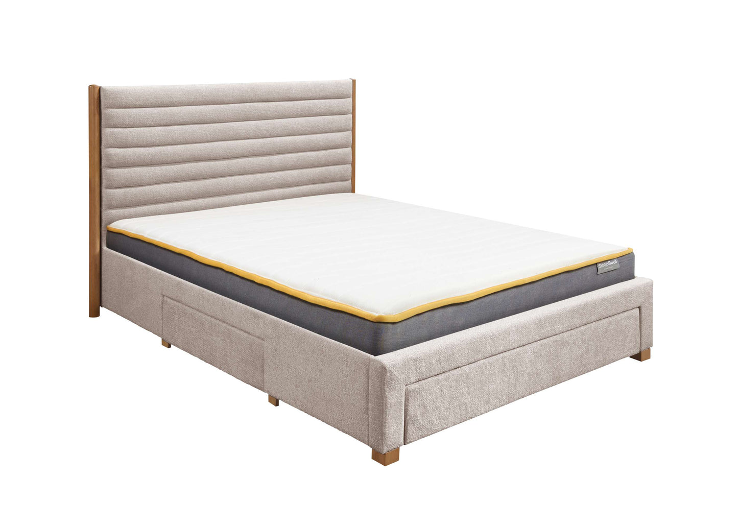 Arabella Stone Grey Fabric Bed with Storage Drawers