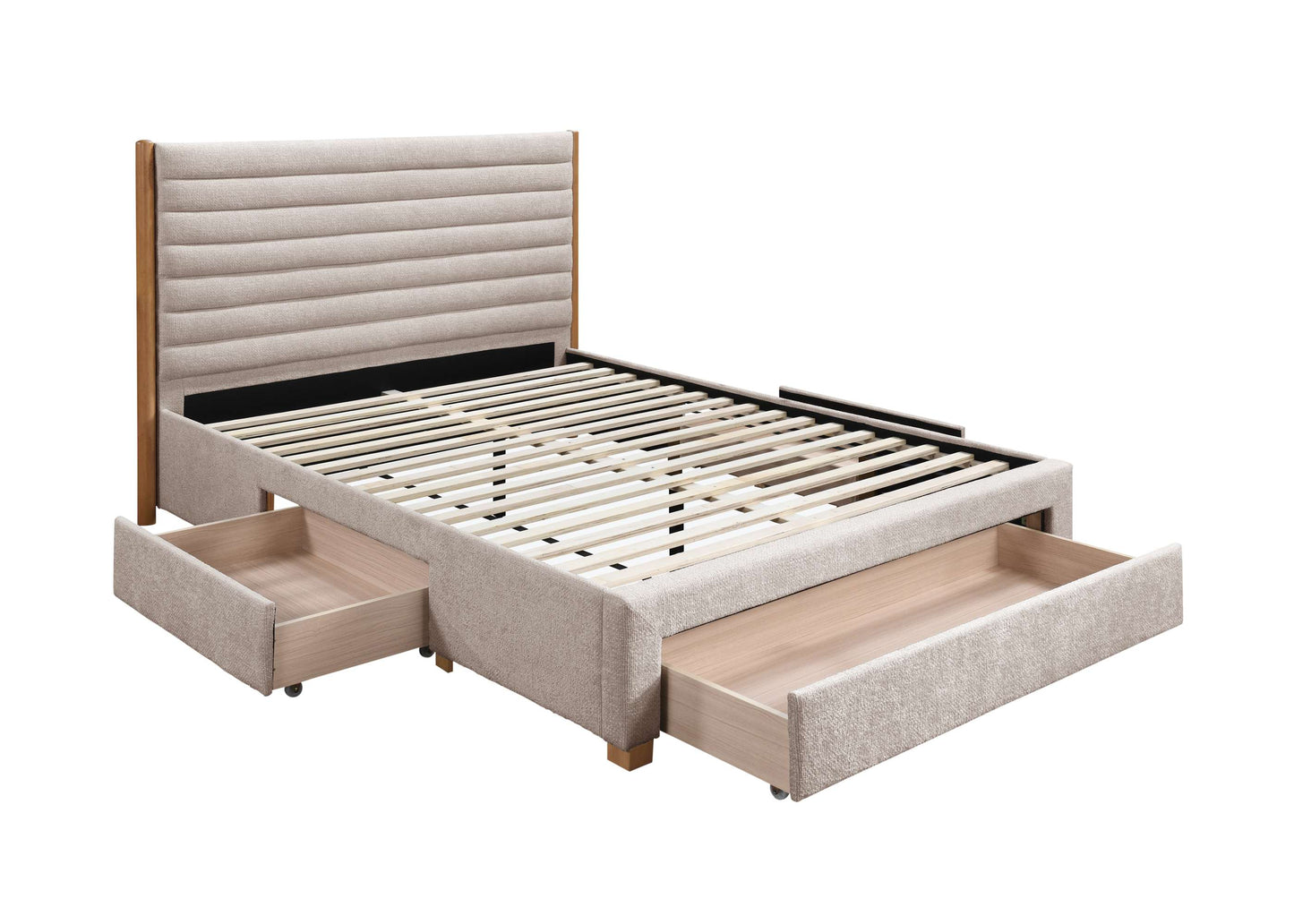 Arabella Stone Grey Fabric Bed with Storage Drawers