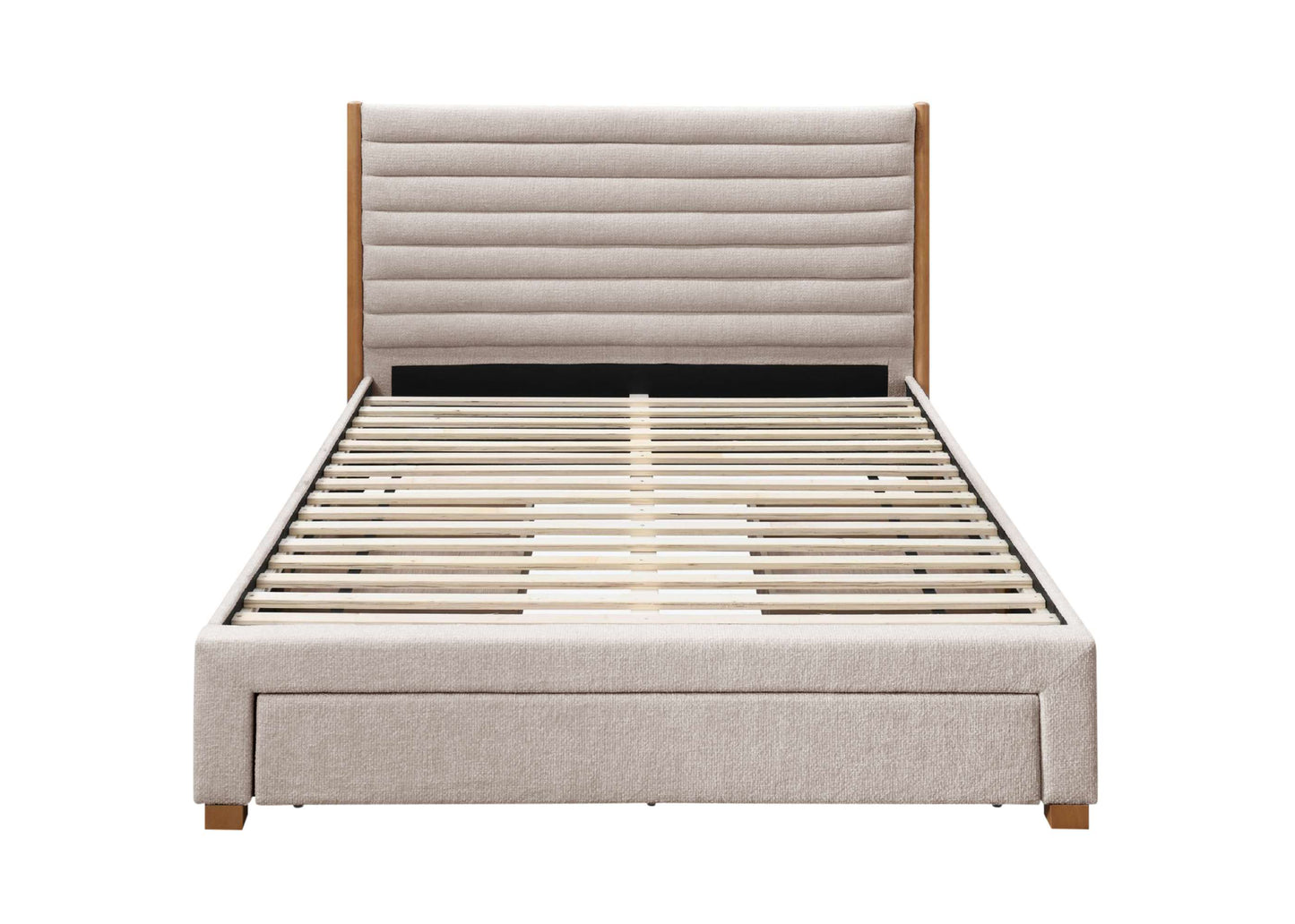 Arabella Stone Grey Fabric Bed with Storage Drawers