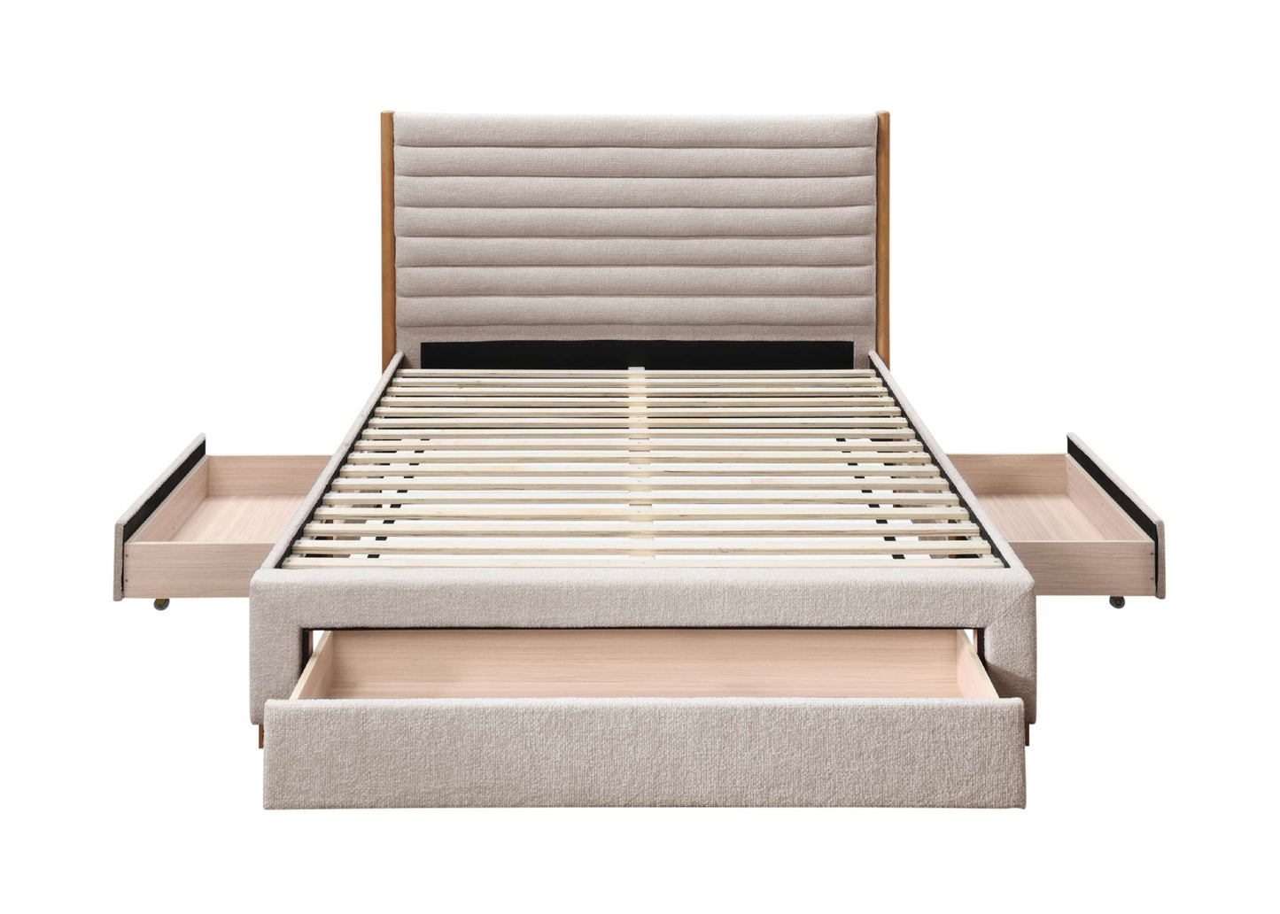 Arabella Stone Grey Fabric Bed with Storage Drawers
