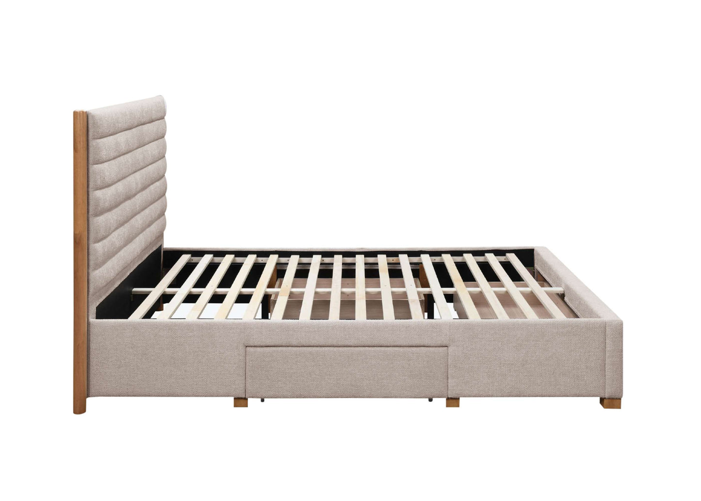Arabella Stone Grey Fabric Bed with Storage Drawers