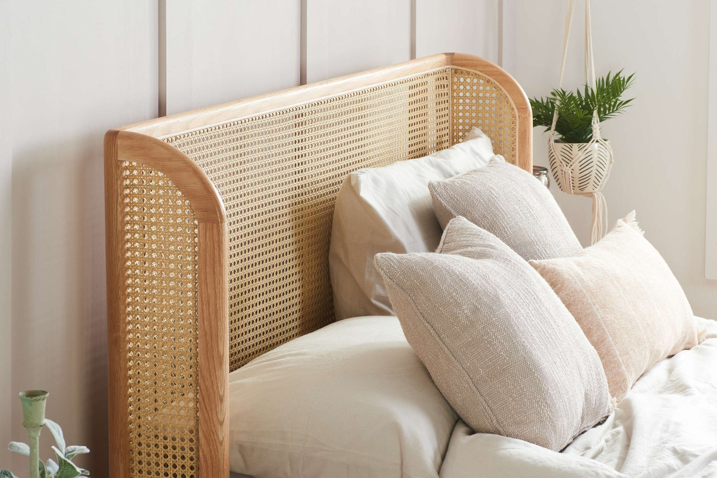 Astrid Rattan Headboard Wooden Bed