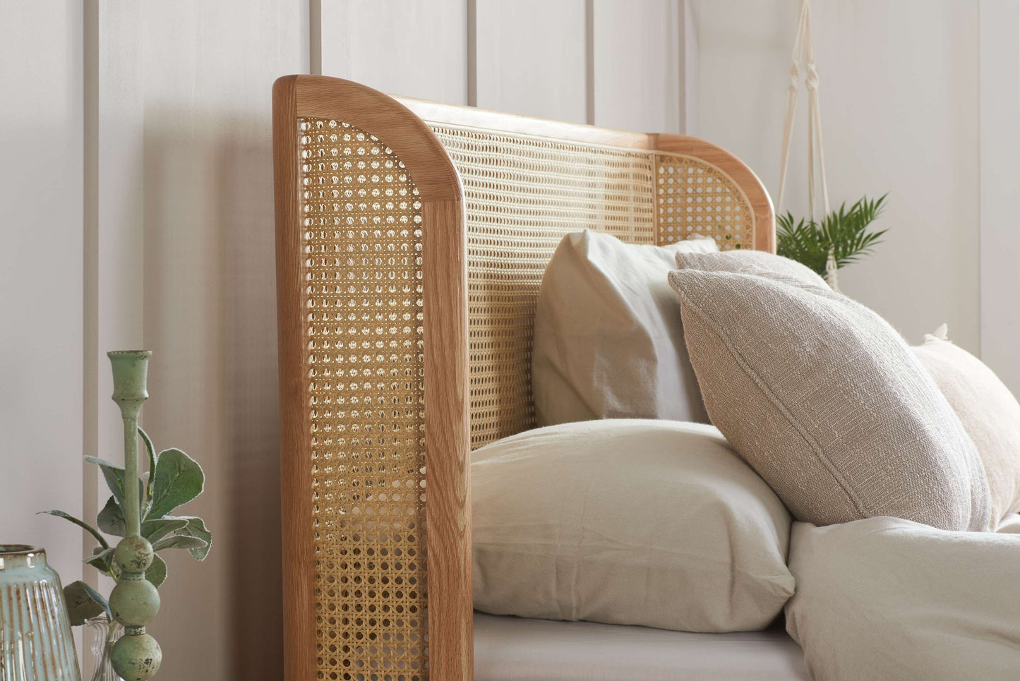 Astrid Rattan Headboard Wooden Bed