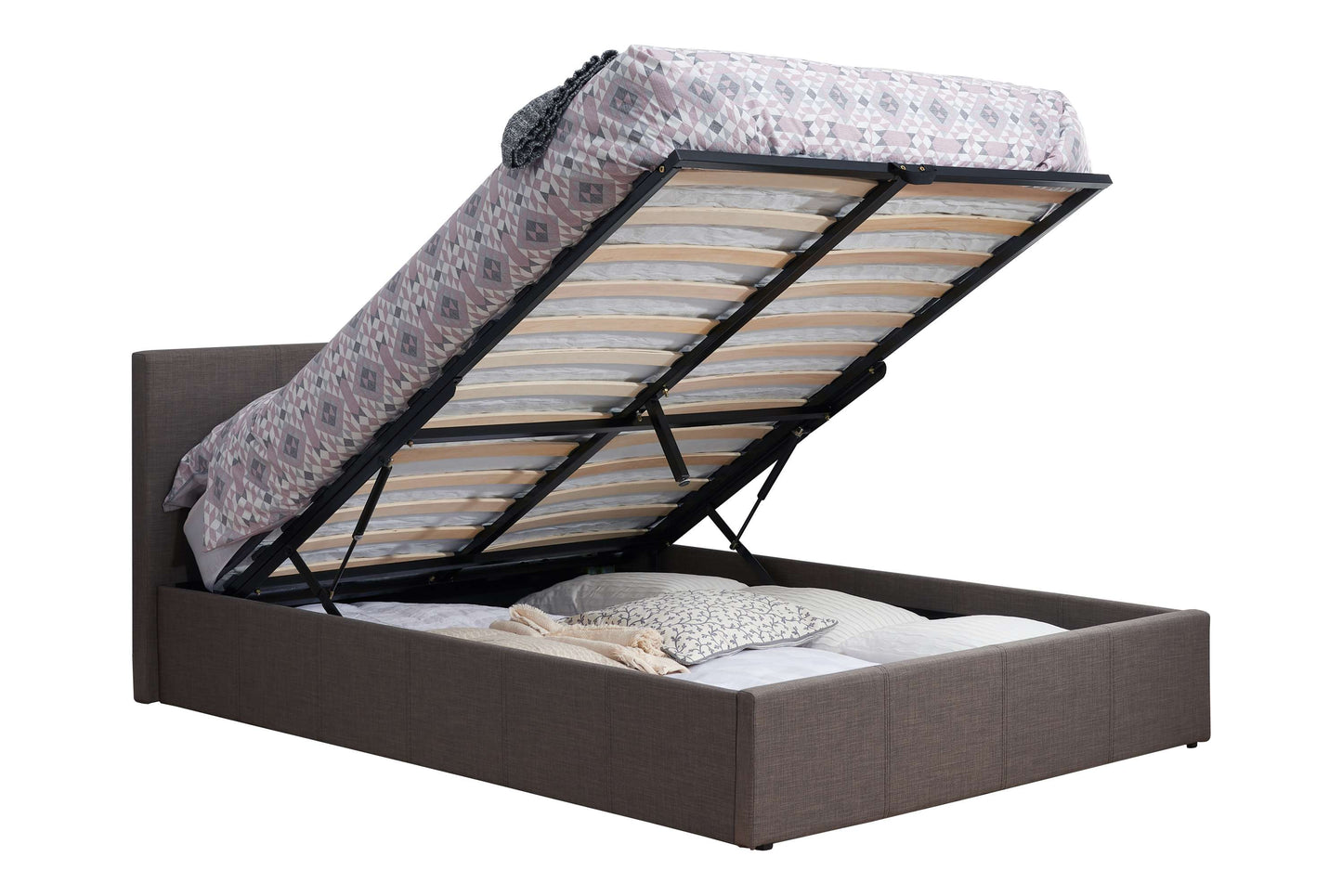 Berlin Grey Fabric Ottoman Storage Bed