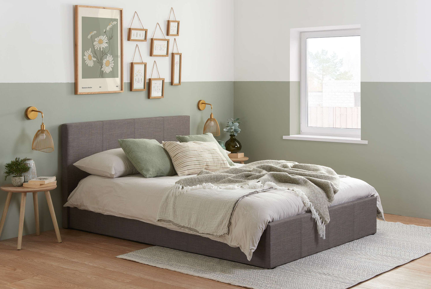 Berlin Grey Fabric Ottoman Storage Bed