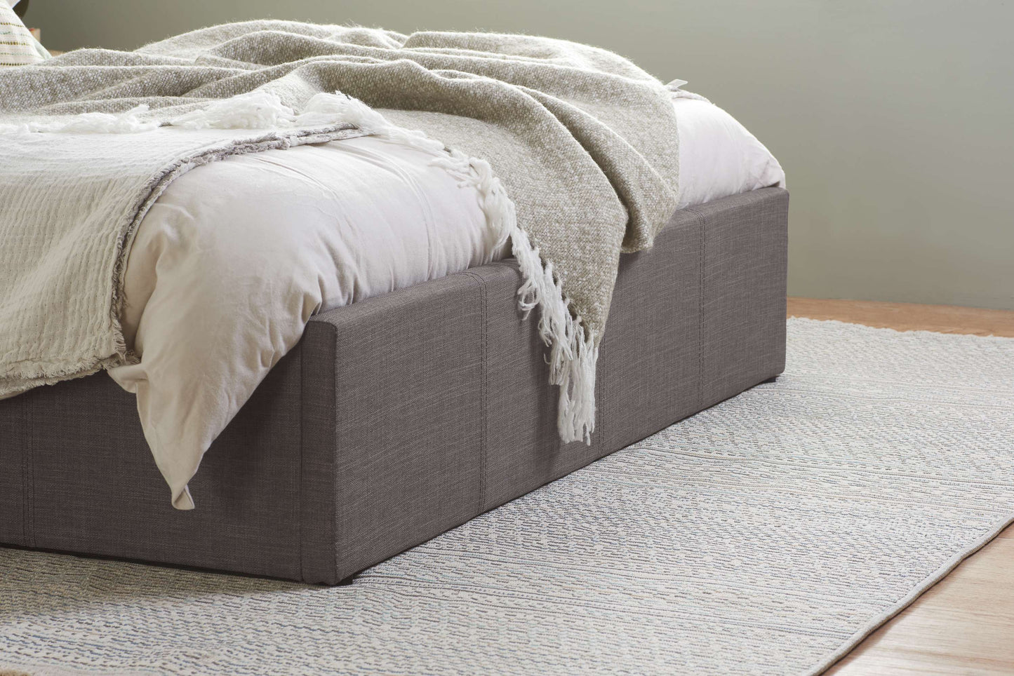 Berlin Grey Fabric Ottoman Storage Bed