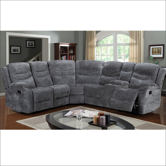 Benson Recliner Corner Sofas - Grey Fabric