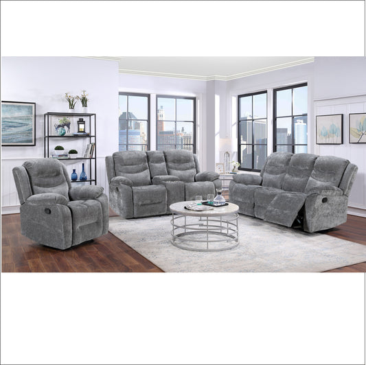 Benson Recliner Sofas - Grey Fabric
