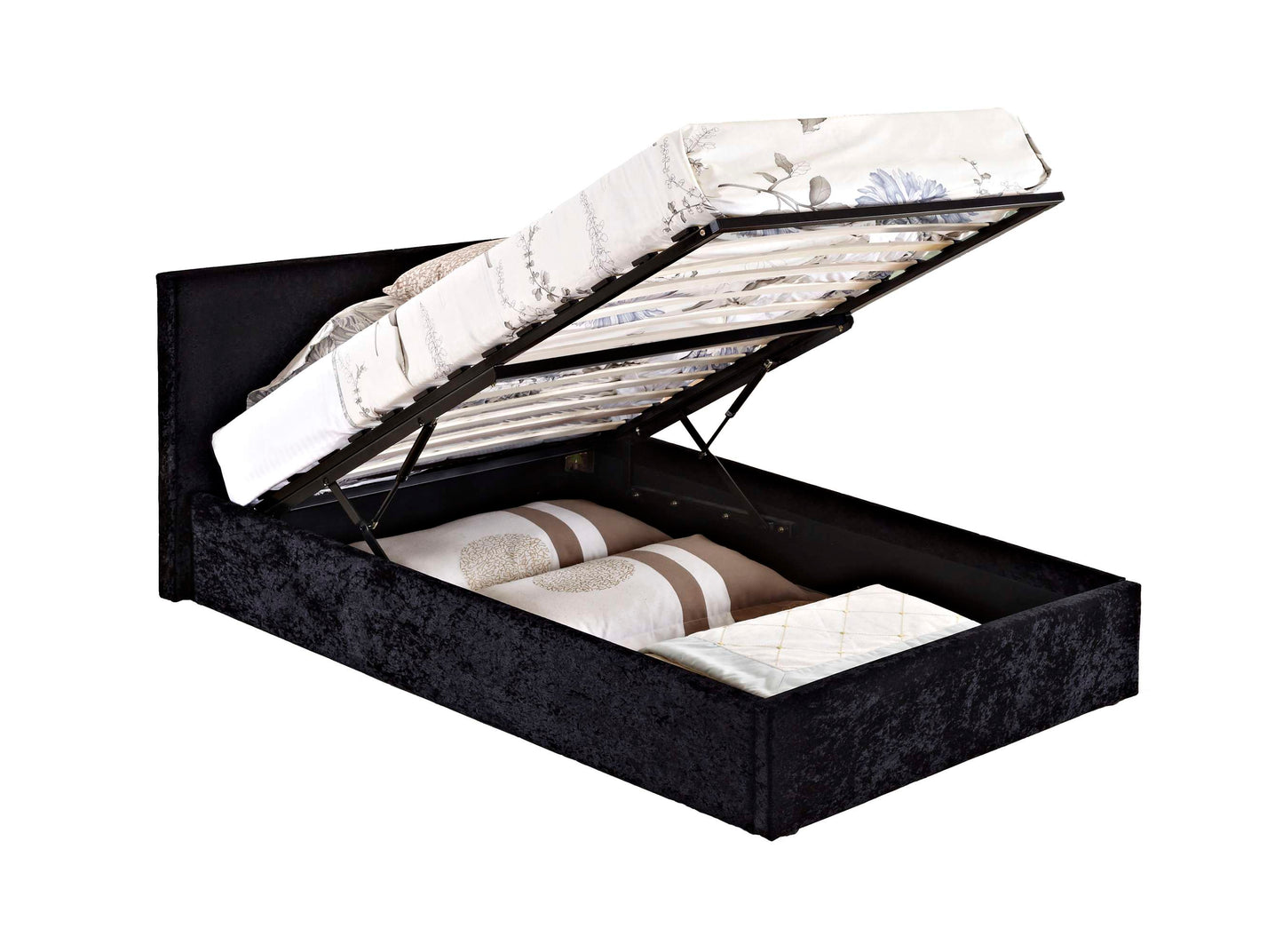 Berlin Black Crushed Velvet Ottoman Storage Bed