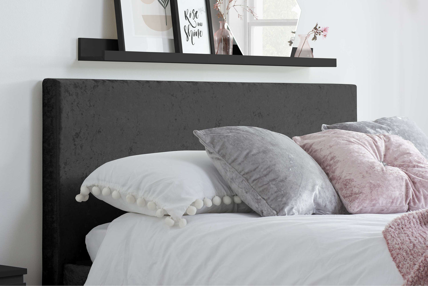 Berlin Black Crushed Velvet Ottoman Storage Bed