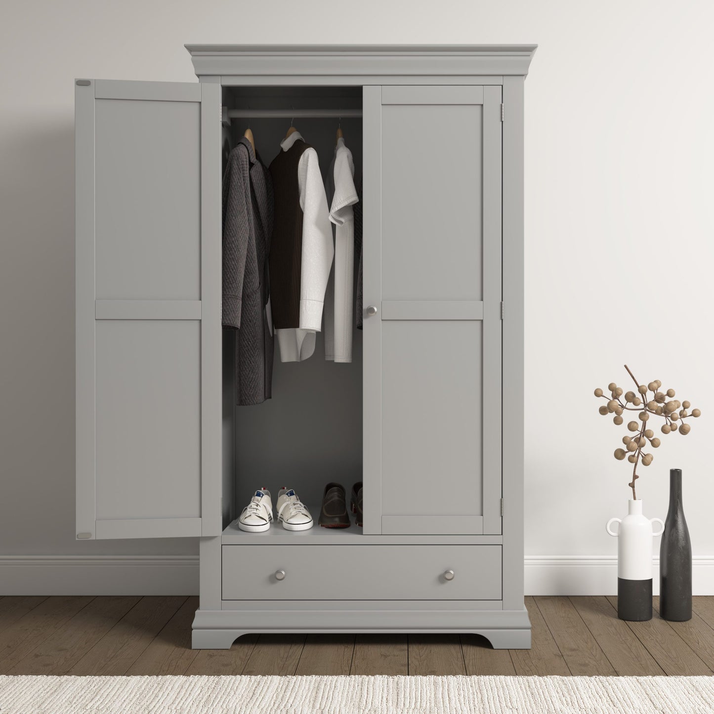 Bordeaux 2 Door Wardrobe Pebble Grey