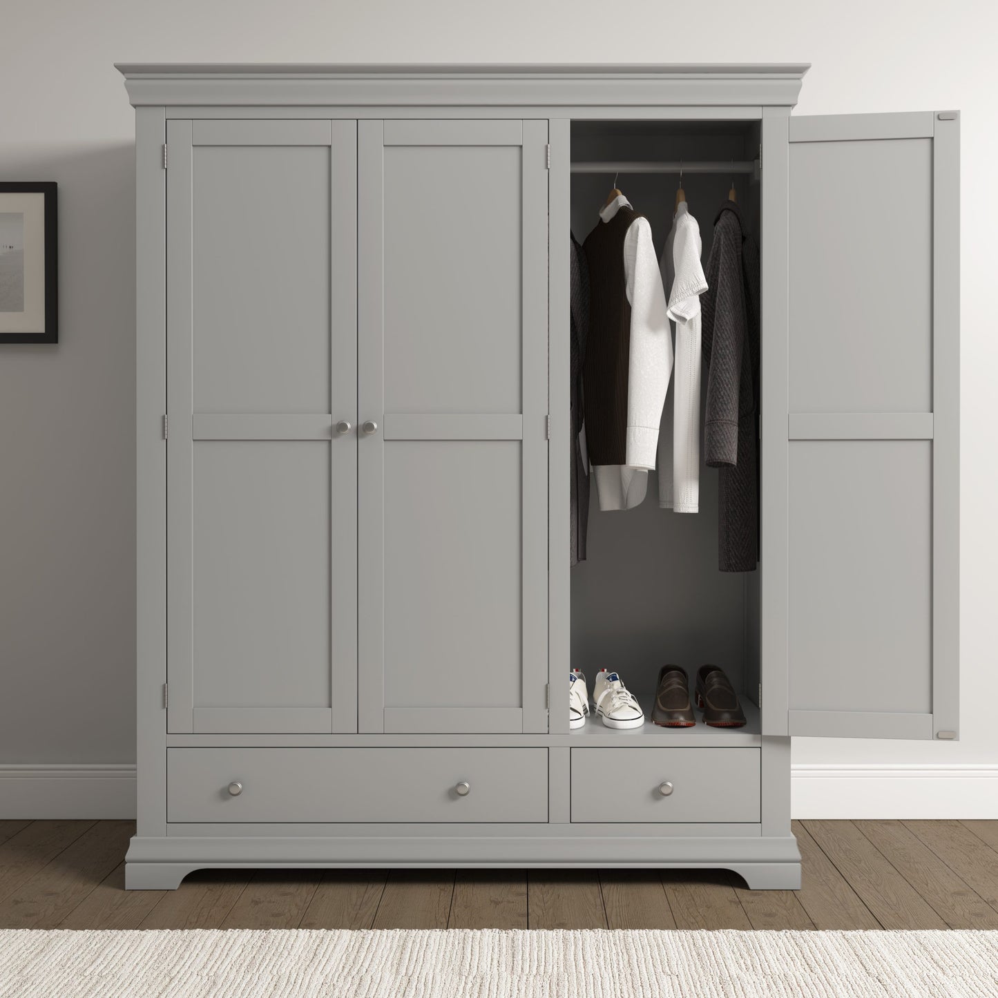Bordeaux 3 Door Wardrobe Pebble Grey
