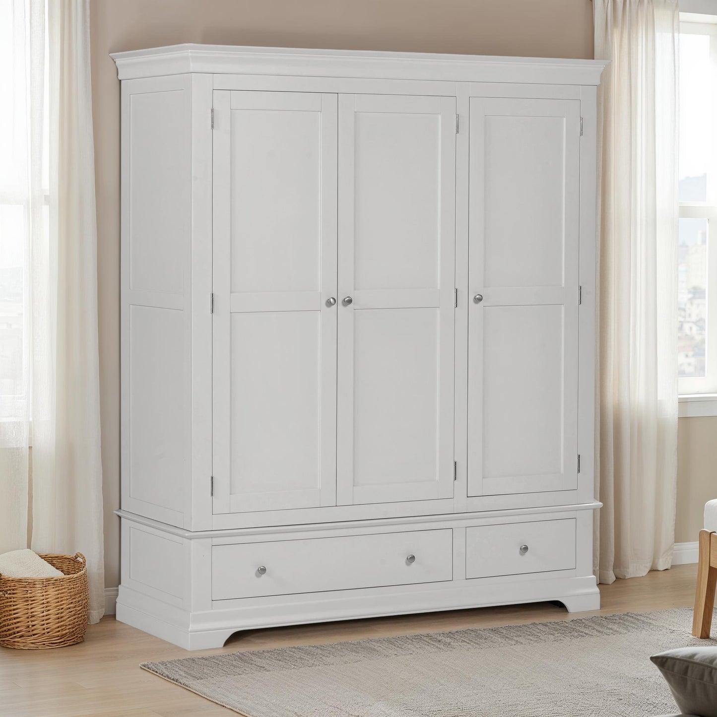 Bordeaux 3 Door Wardrobe Pebble Grey