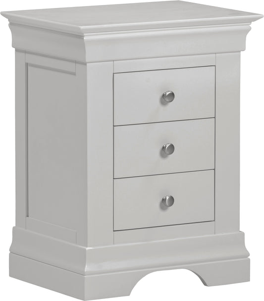 Bordeaux 3 Drawer Bedside Pebble Grey
