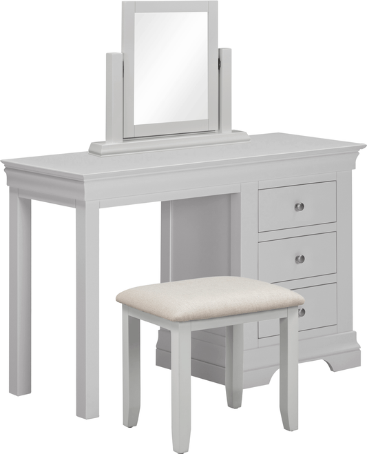 Bordeaux 3 Drawer Dressing Table Set Pebble Grey/Oat Fabric