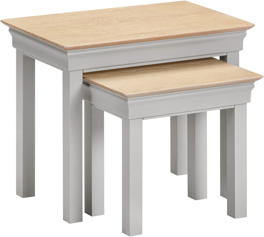 Bordeaux Nest of 2 Tables Pebble Grey/Oak