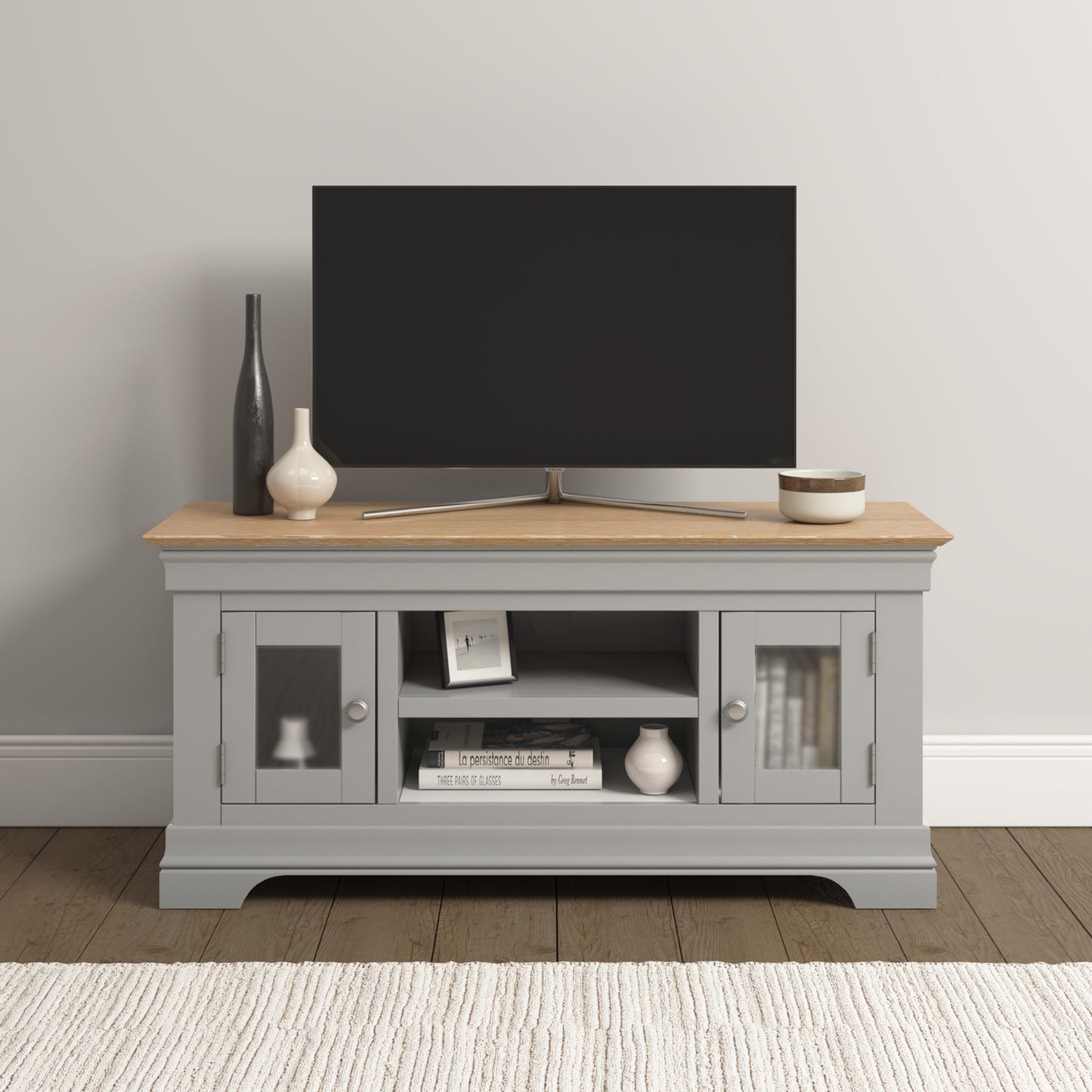 Bordeaux Small TV Stand Pebble Grey/Oak