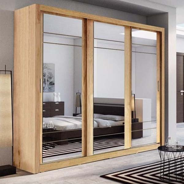 Boston Oak Sliding Door Wardrobe 250cm