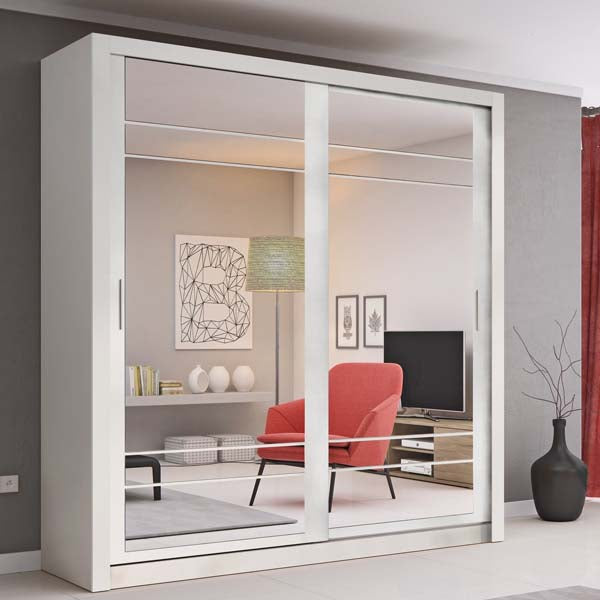 Boston White Sliding Door Wardrobe 203cm