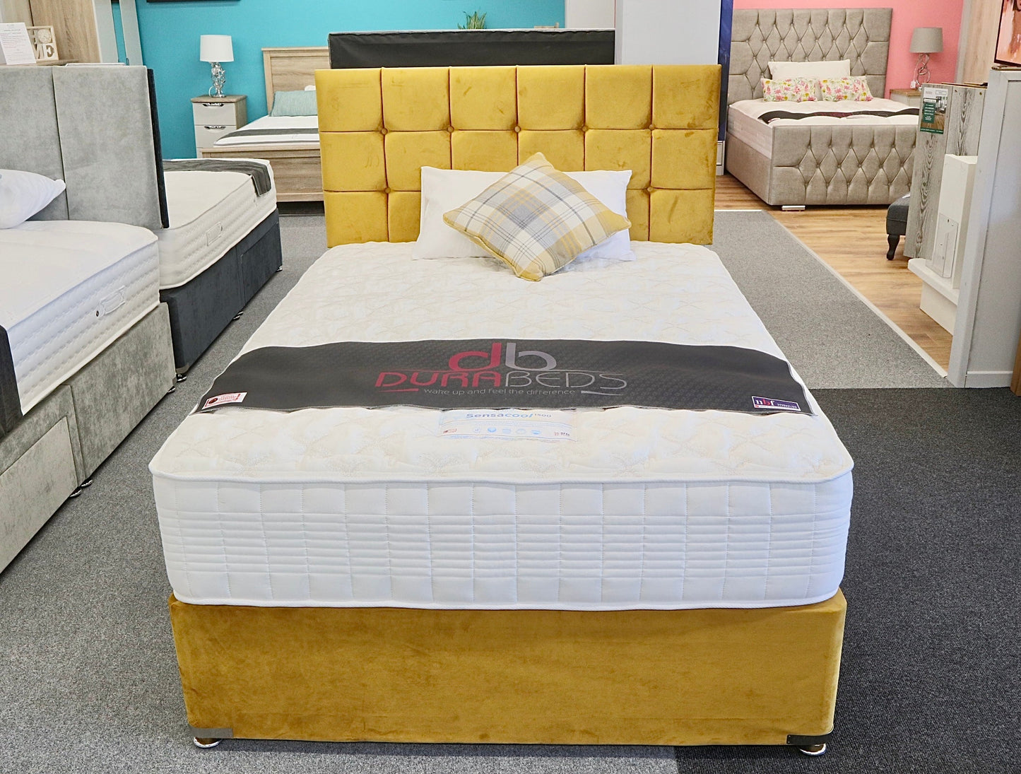 Dura Beds Divan Bed & Cube Headboard Set