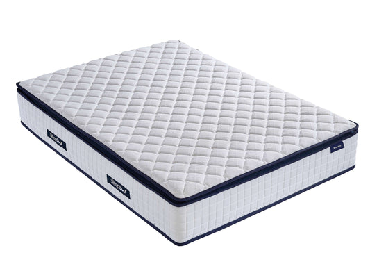 White mattress with quilted pattern on a white background