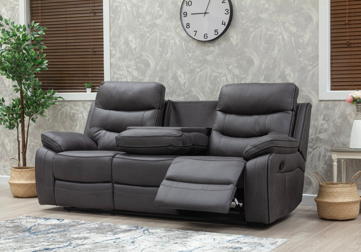 Bruno Recliner Sofas Grey Fabric