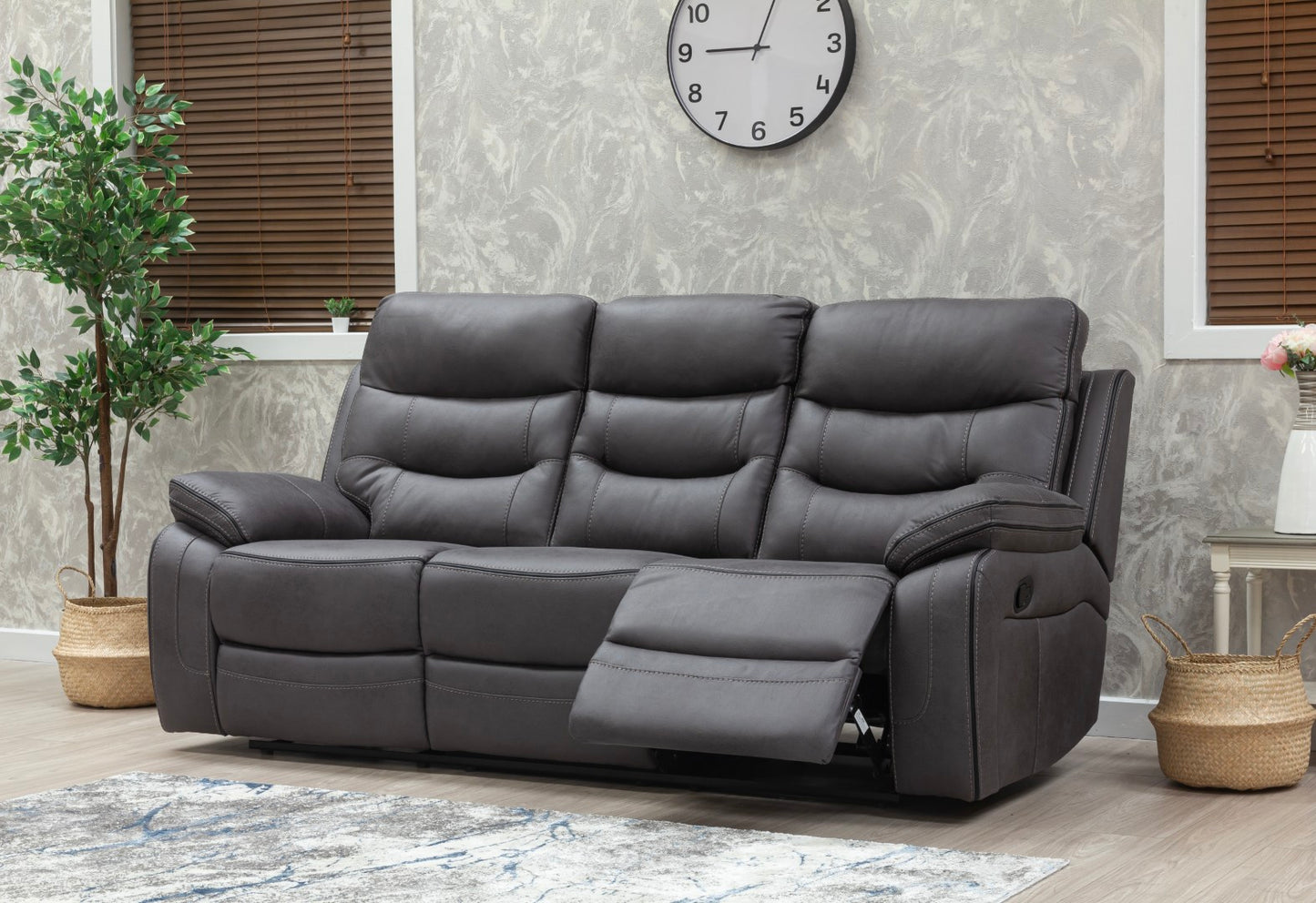 Bruno Recliner Sofas Grey Fabric