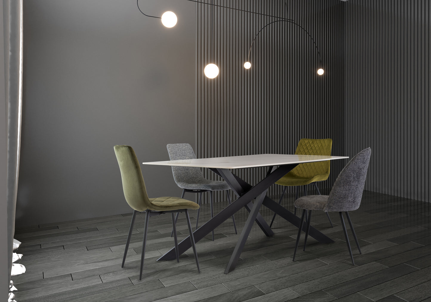 California 1.6m Kass Gold Dining Table