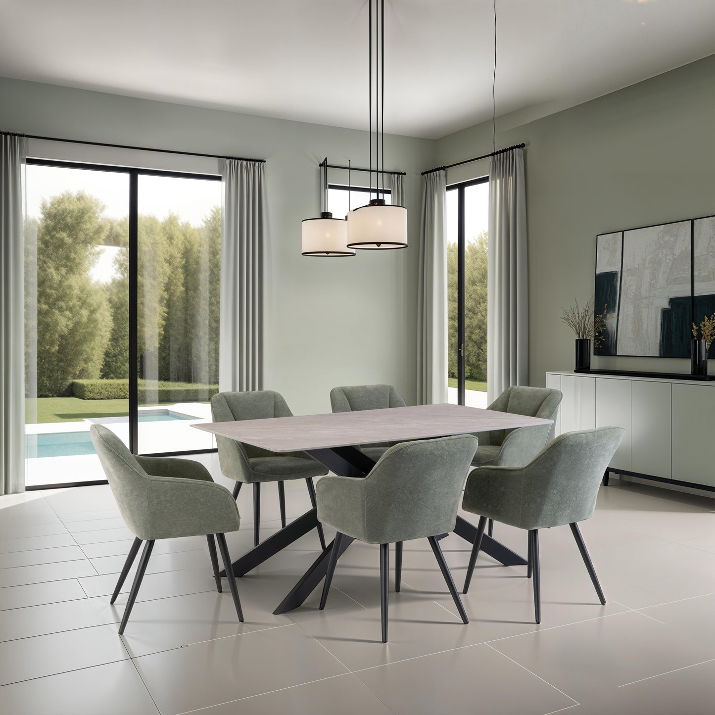 California 1.6m Rebecca Grey Dining Table