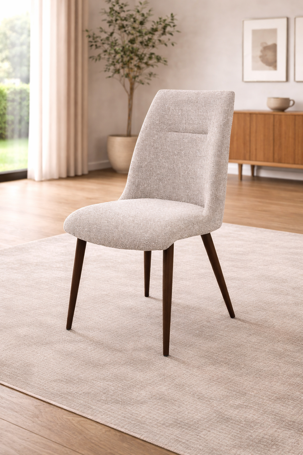 Richmond 1.8m Chestnut Oak Veneer Dining Table Set + 6x Gilford Natural Yarn Dining Chairs