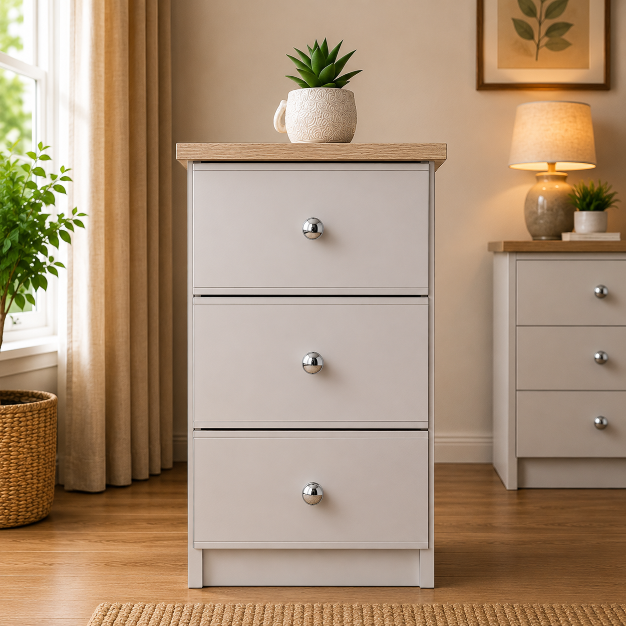 Millwood Elephants Breath 3 Drawer Bedside Locker