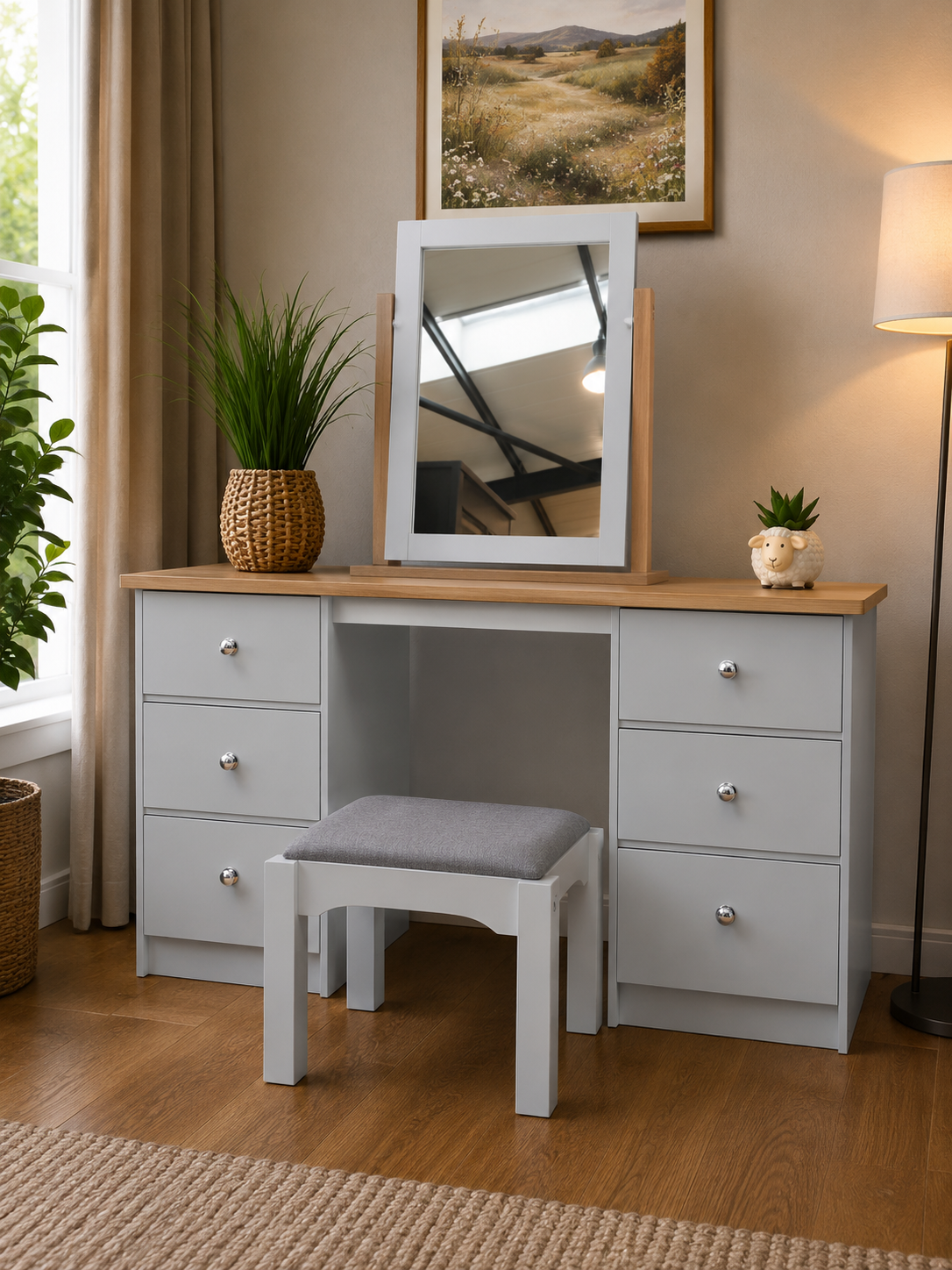 Millwood Light Grey Dressing Table Set