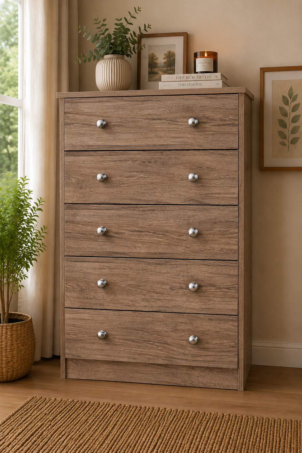 Millwood Sonoma Oak 5 Drawer Chest