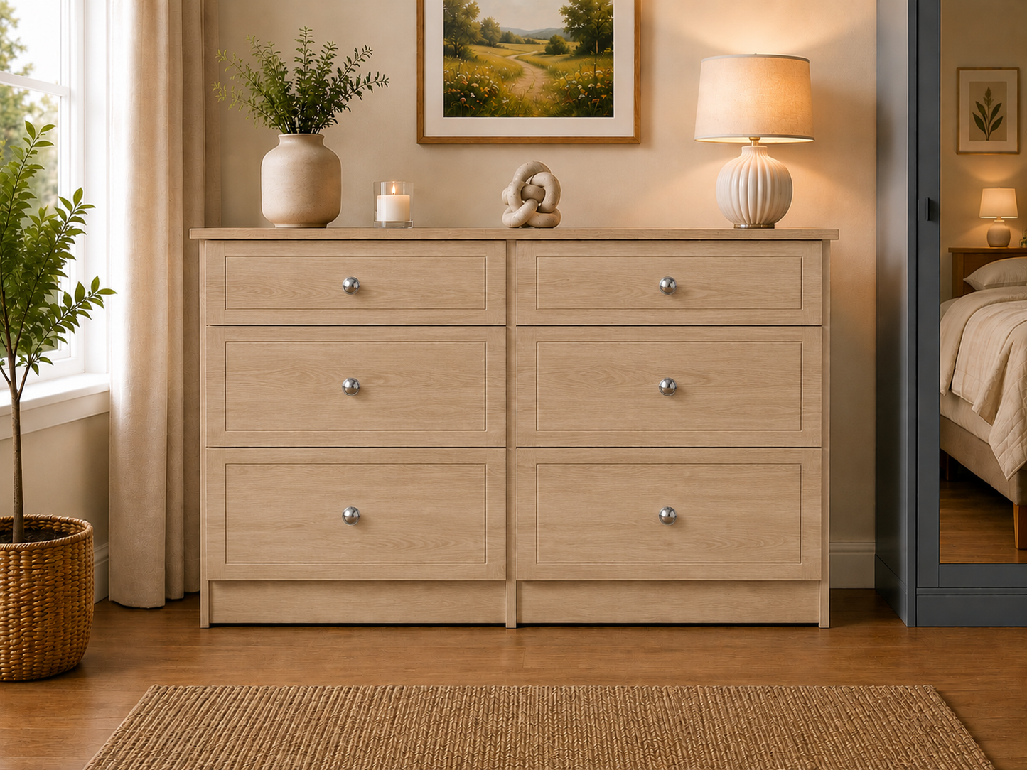 Millwood Sonoma Oak 6 Drawer Mid Chest